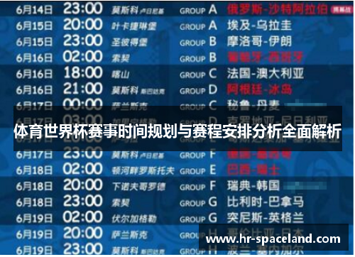 体育世界杯赛事时间规划与赛程安排分析全面解析